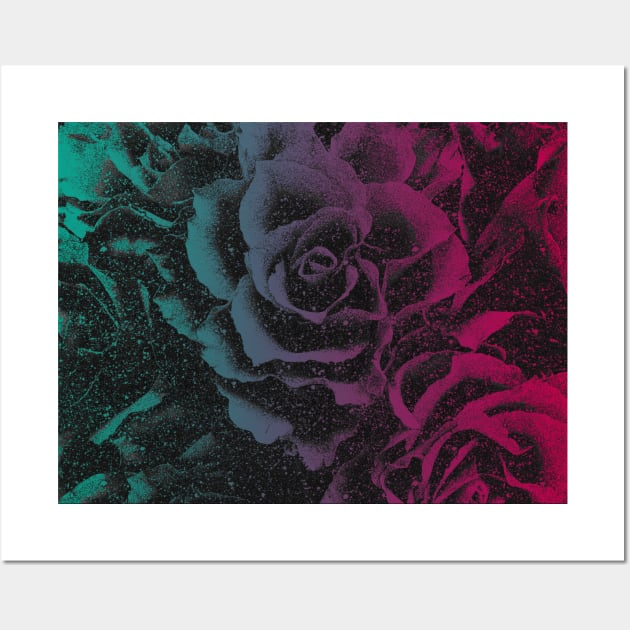 colorful roses pattern pink green floral flower mask gift Wall Art by designsbyxarah